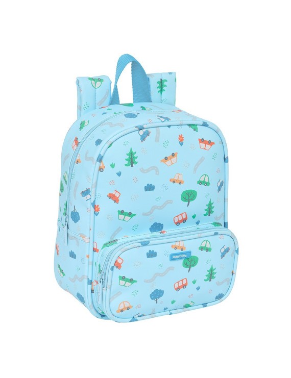 MOCHILA GUARDERIA C/BOLSILLO SAFTA PREESCOLAR "COCHES"