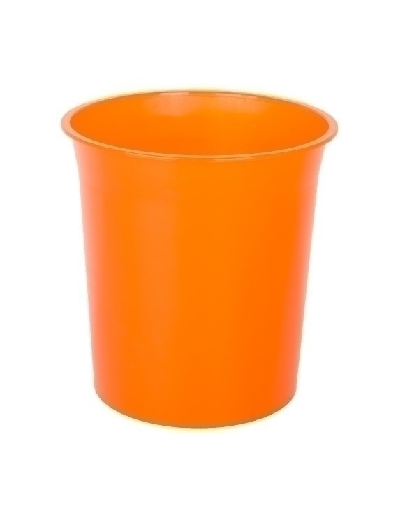 PAPELERA PLASTICO CERRADA TRASL.NARANJA